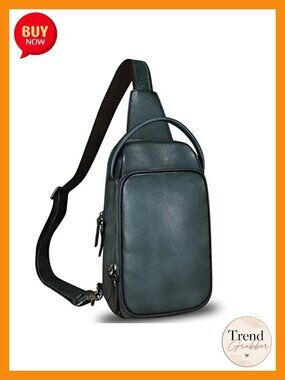 Genuine Leather Sling Bag Crossbody Hiking Backpack Anti-theft Daypack